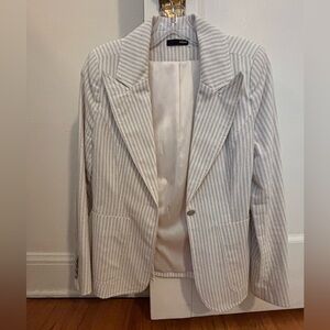 AQUA for Bloomingdale’s 100% Linen Striped Cream Blazer. Size S. NWOT